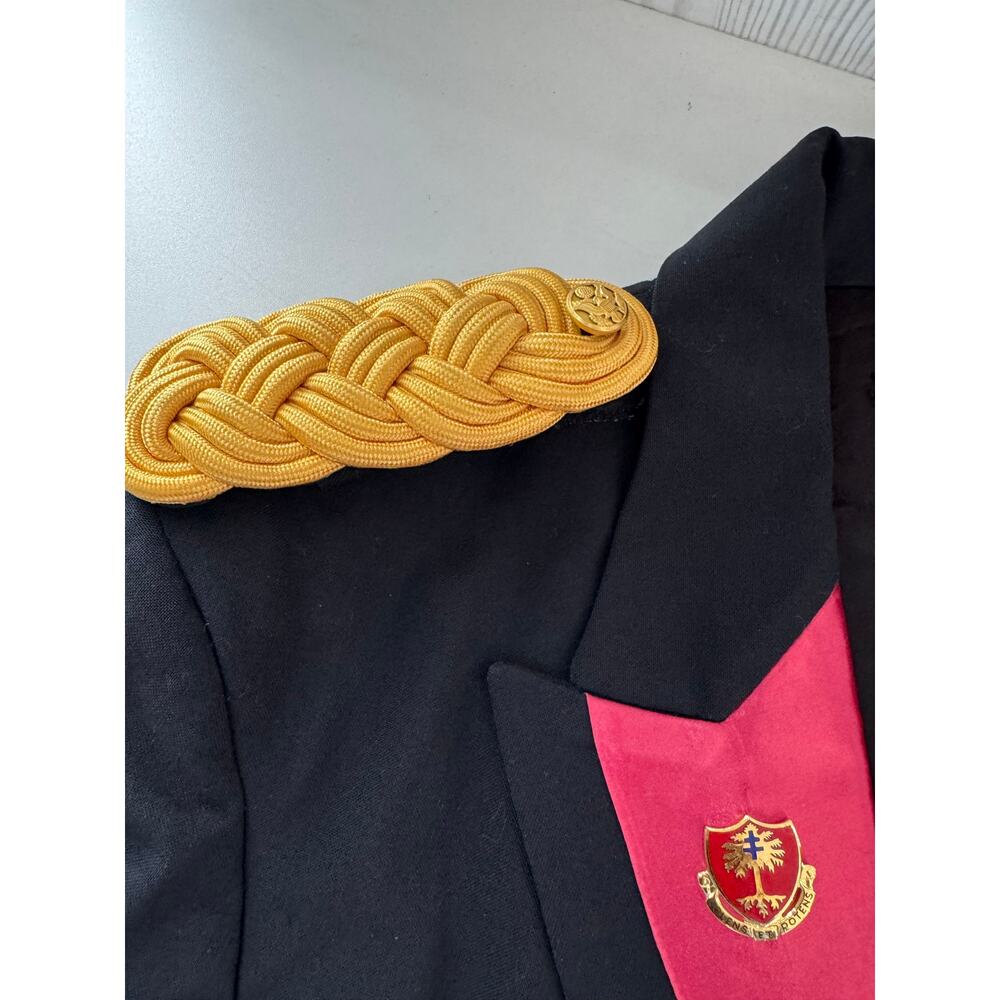 Vintage 1960s Army Dress Ribbon Formal Officer Red Lapel Gold Jacket Co - Picture 4 of 6